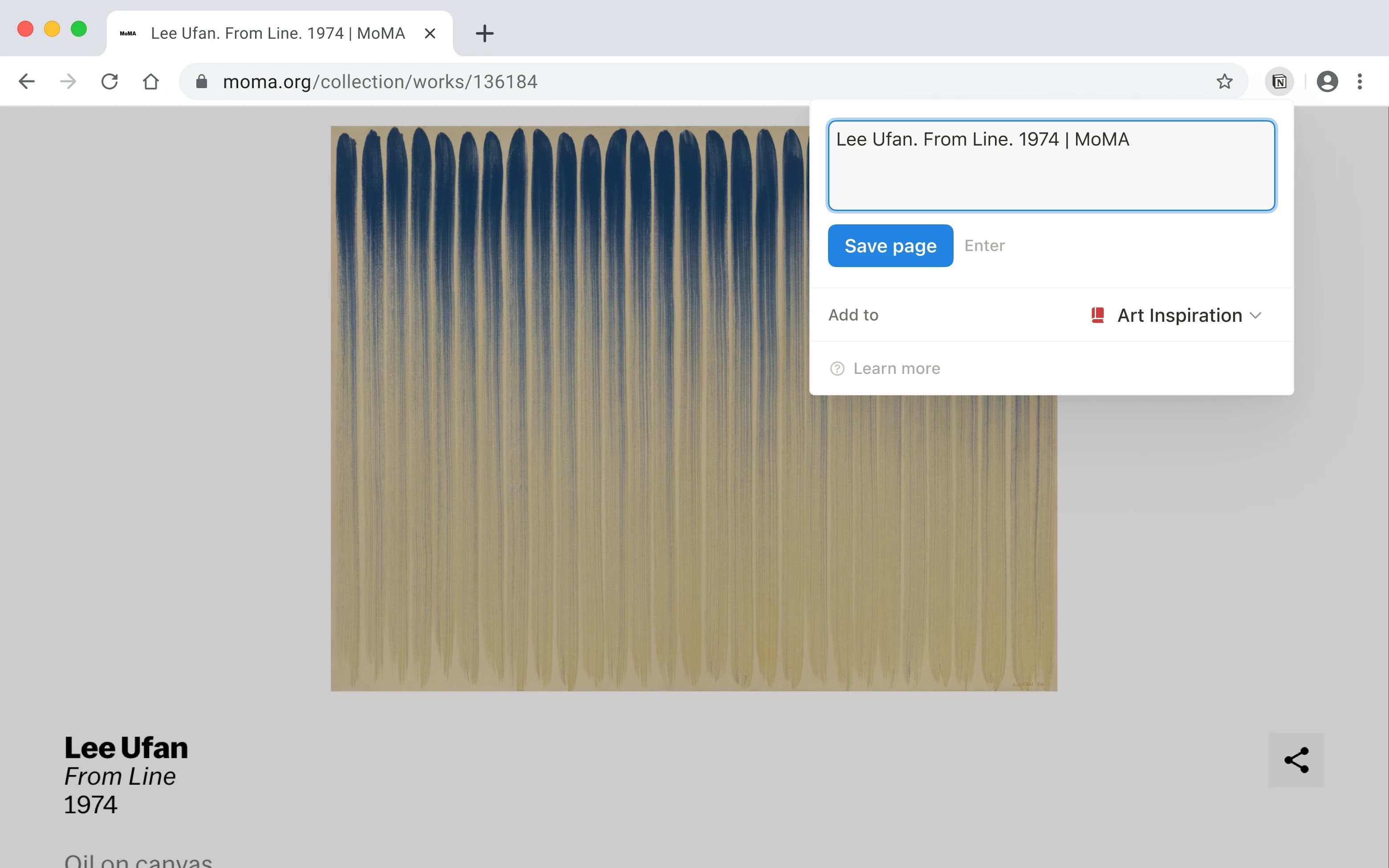 Ein Screenshot von Notion Web Clipper auf dem Desktop