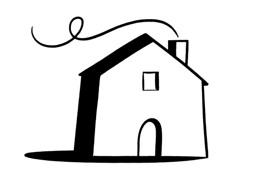 A house with smoke coming out of its chimney.