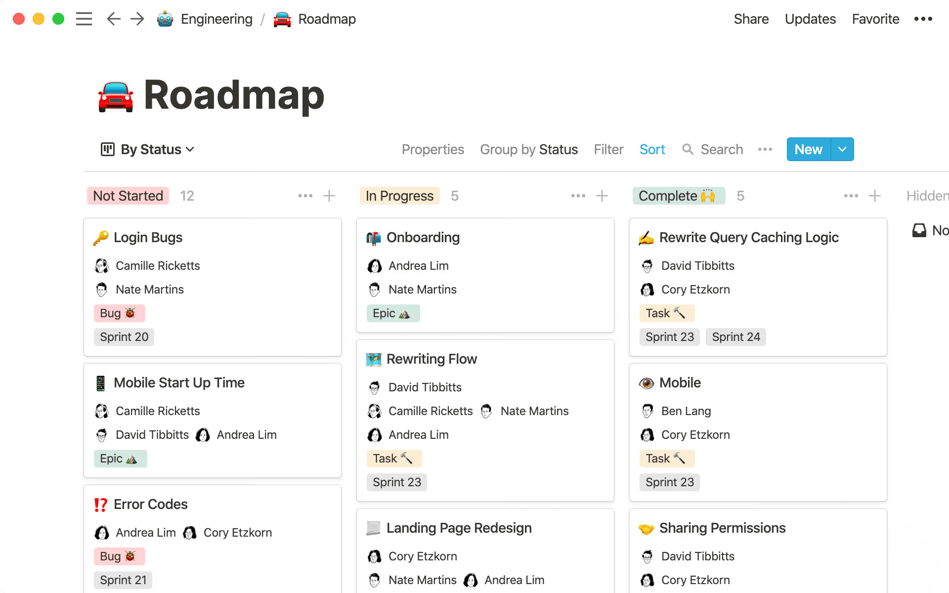 A Notion project roadmap