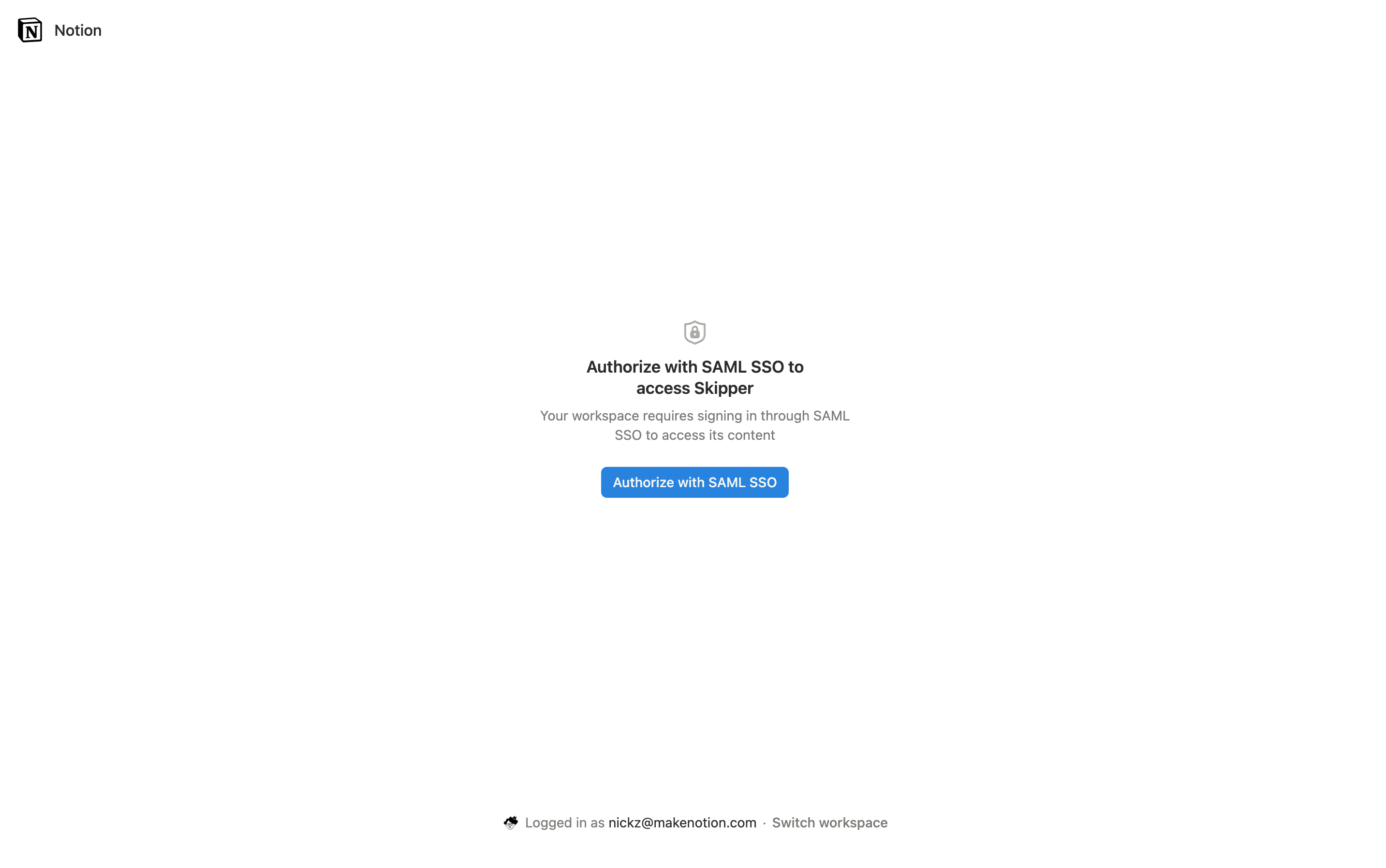ca: tela de autorização para SAML do espaço de trabalho