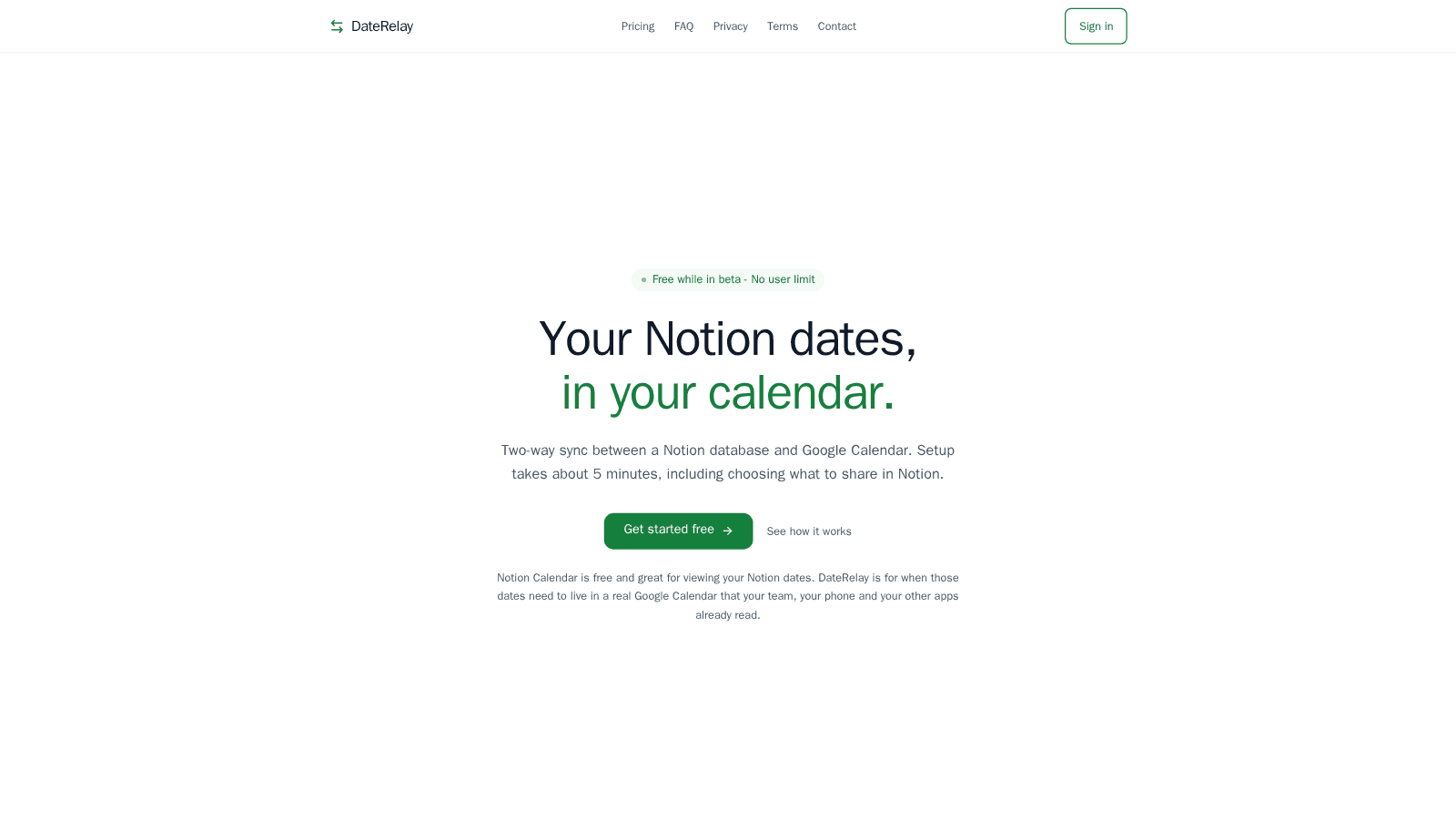 Two-way sync between Notion and Google Calendar.