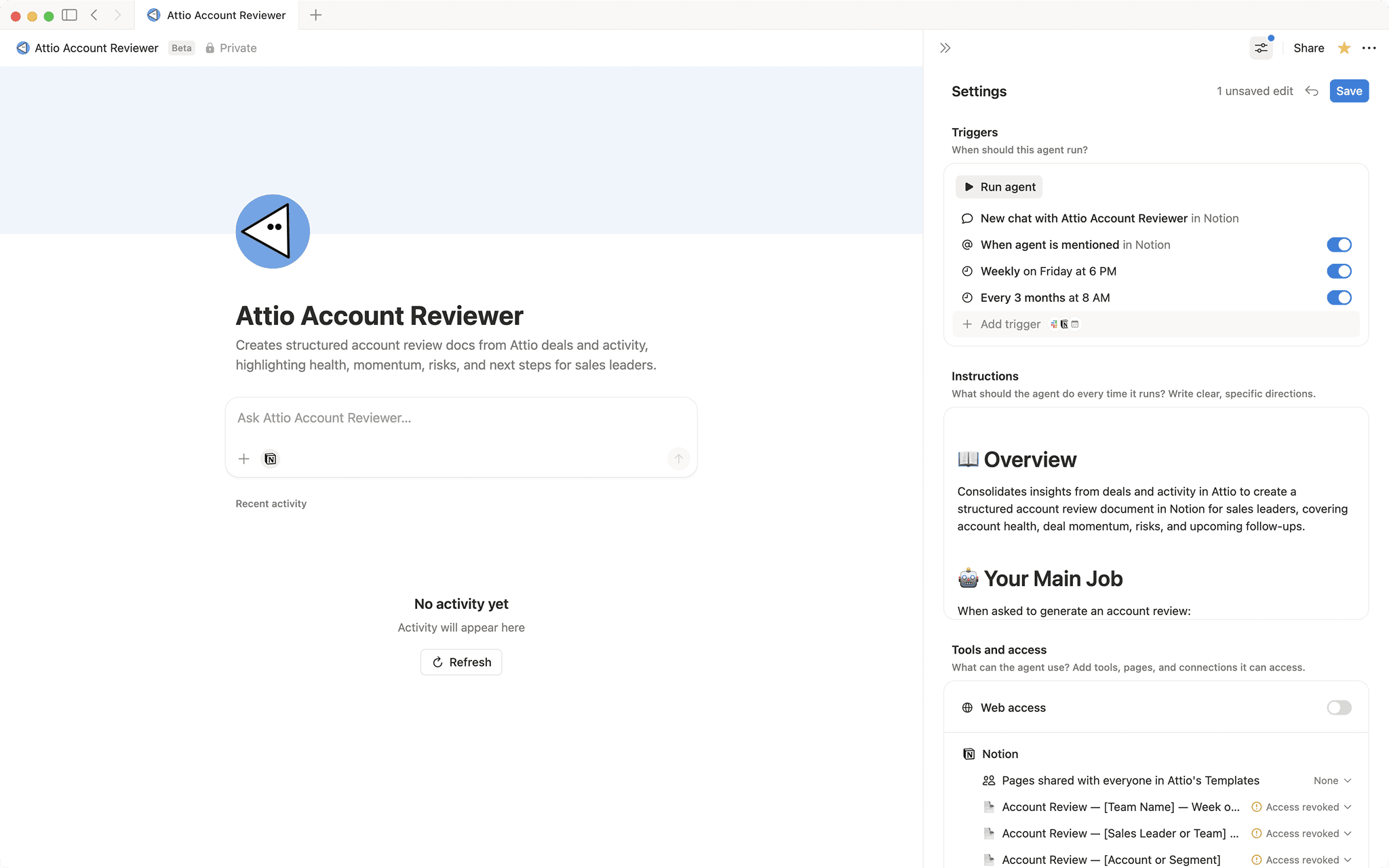 Attio Sales Intelligence Agent