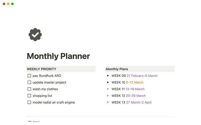 Monthly Planner