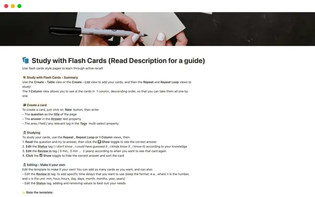 Flash Cards Template - Study using active recall