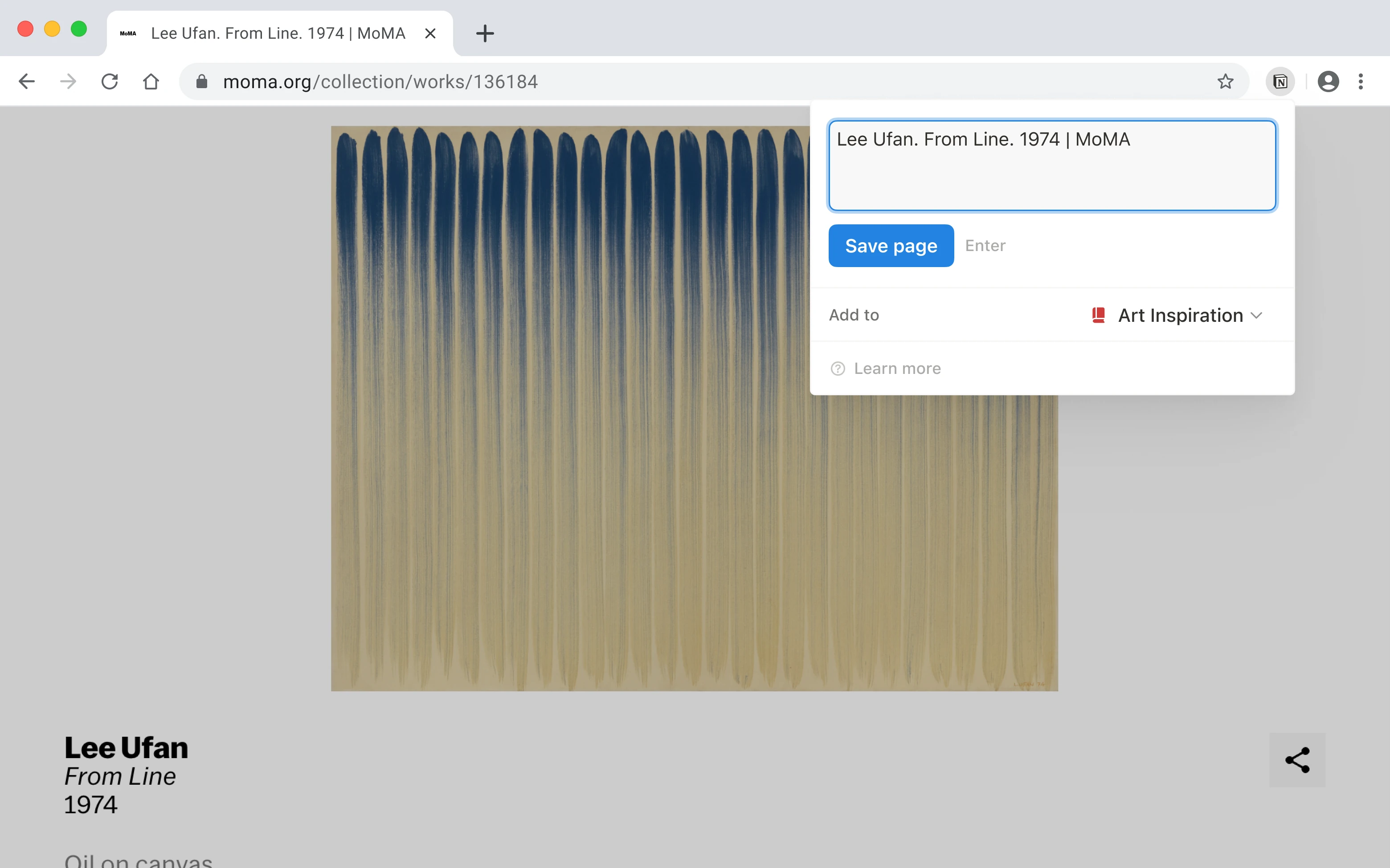Ein Screenshot von Notion Web Clipper auf dem Desktop